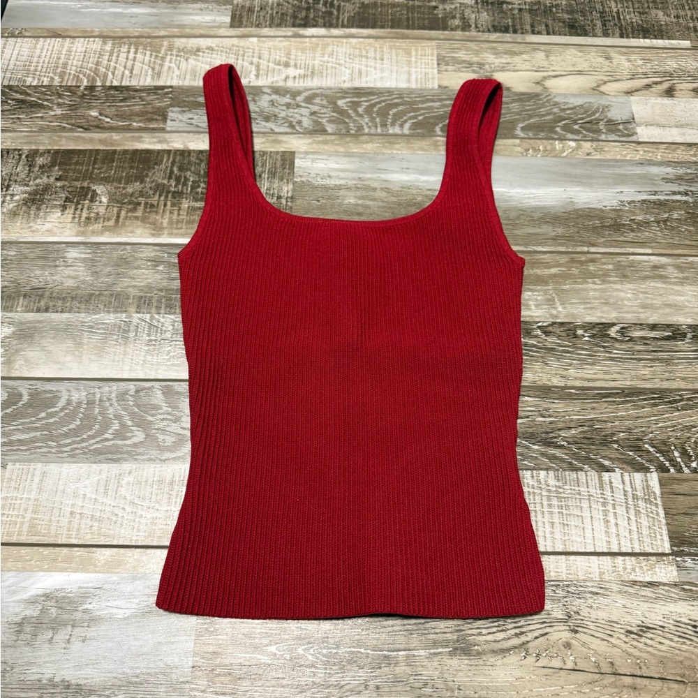 Babaton Aritzia Red Ribbed Tank Top